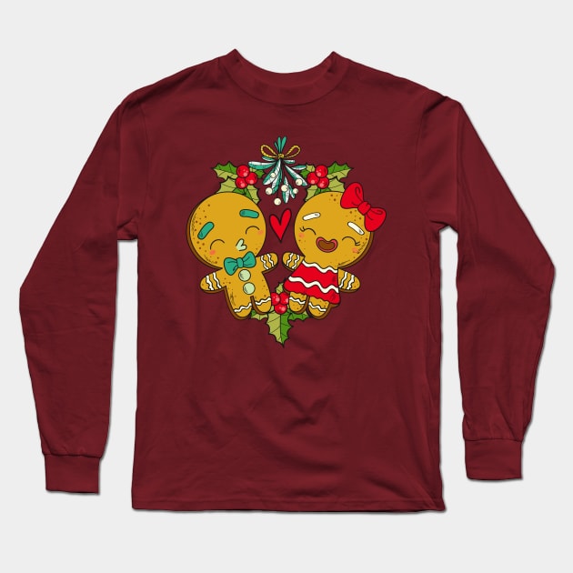 Mistletoe Gingerbread Christmas Reef Long Sleeve T-Shirt by Nova5